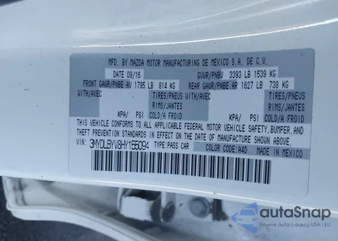 2017 Toyota Yaris Ia z USA, uszkodzony, nr VIN 3MYDLBYV8HY155094